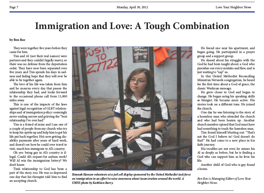 Article from Love Your Neighbor News, 2012